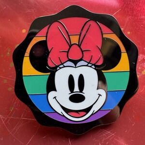 Disney Pin 2024 Rainbow Pride Booster Minnie Mouse Face Ears Free Shipping